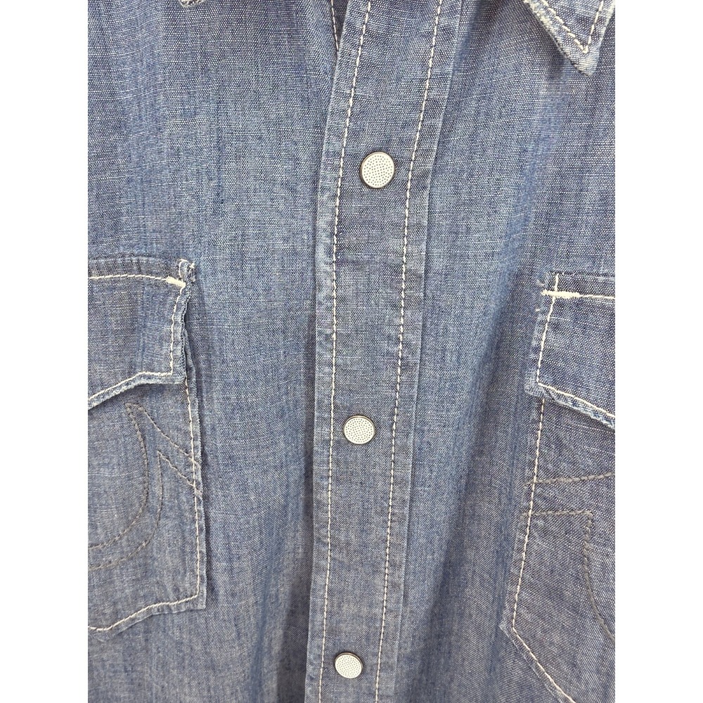 True Religion Denim Western Button-Up Shirt Men's 2XL Blue Long Sleeve - Picture 7 of 9